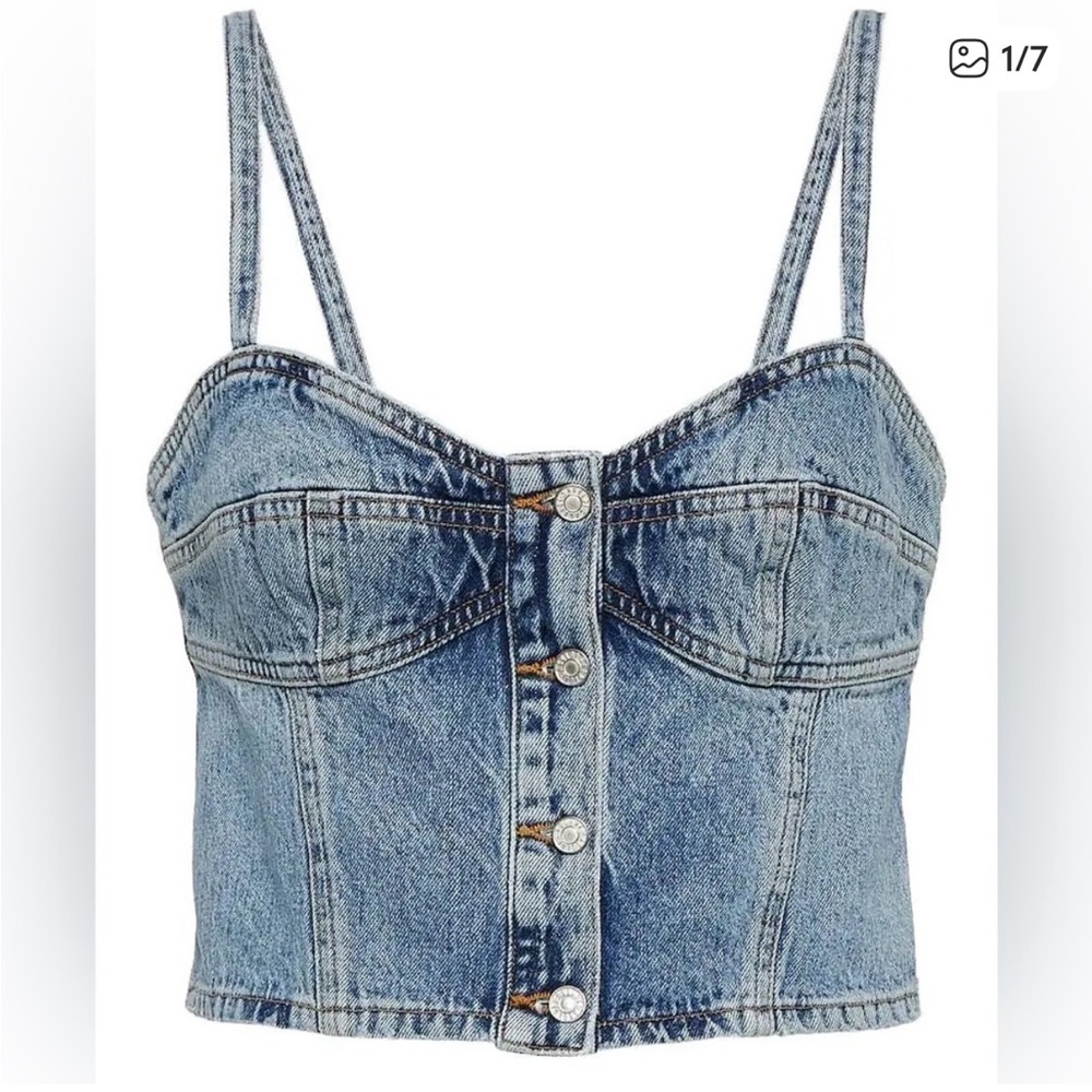 AGOLDE Lola Denim Bustier Tank Top Size M